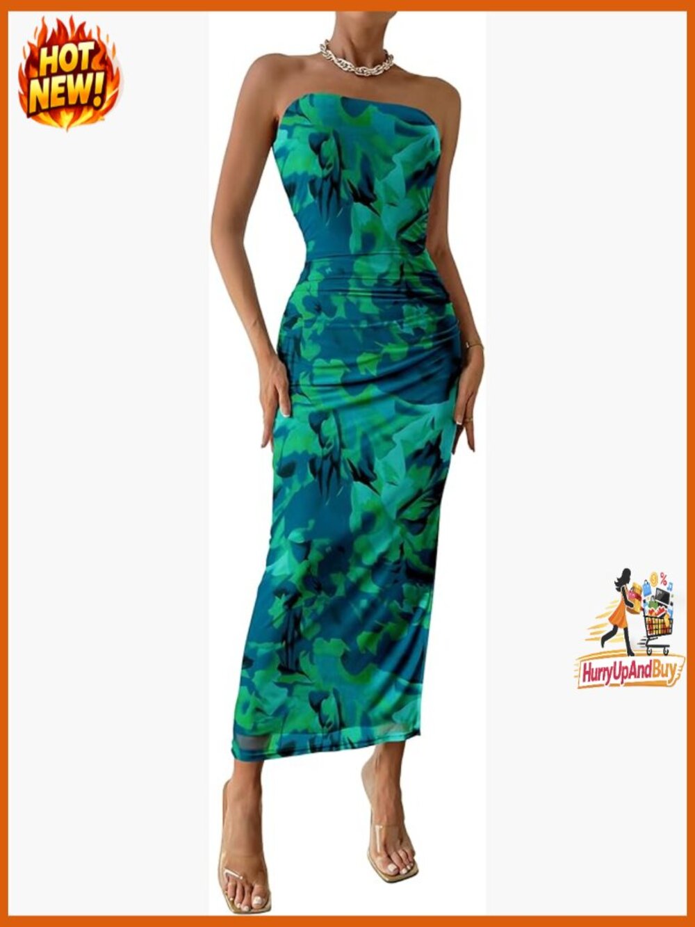 Strapless Maxi Bodycon Dress Floral Mesh Elegant Wedding Guest Party Wear